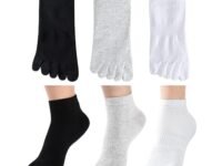 100% Pure Organic Cotton Mid Calf Length Five Finger Toe Socks For Men & Women, Stylish Fit, Black, Grey, White,(Size UK-3-UK8)