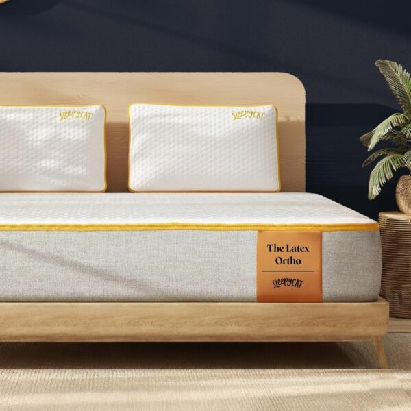 SleepyCat Latex Ortho Mattress | Firm Pinhole Latex Mattress for Back Support | Orthopedic Bed Mattress | Washable Zipper Cover | 10 Year Warranty (Queen Size, 78x60x6 Inch)