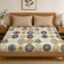 LOOMLYFE 300 TC Cotton Feel Glace Cotton Elastic Fitted Printed King Size Double Bed Bedsheet with 2 Pillow Covers Fits Upto 8 inches Mattress, Size- 72X78 Inches, BeigeDots