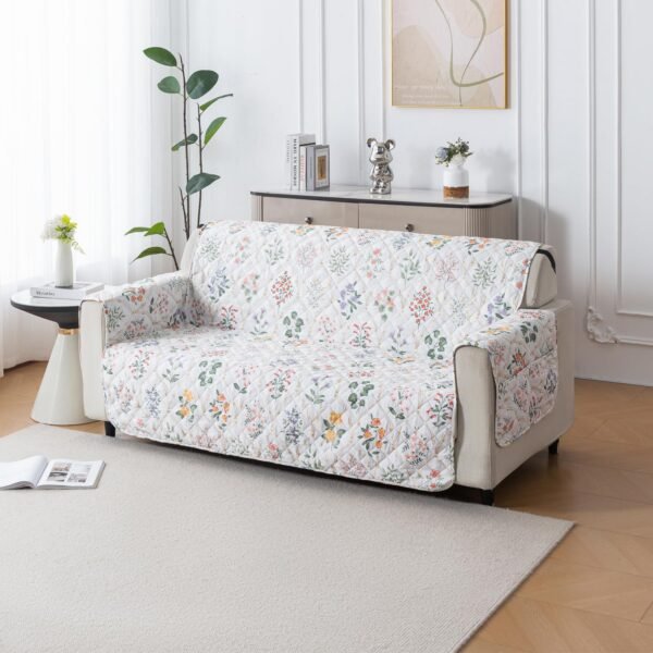 House of Quirk 'Mughal Series' Anti-Slip Sofa Cover Mat with Pocket | Polyester Couch Protector for Pets, Kids & Spills (Baghe Bahar, 180x170cm, Three Seater)