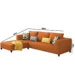 Casaliving Minta LHS 4 Seater L Shape Sofa Set for Living Room (Orange Fabric) Premium Fabric Sofa