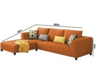 Casaliving Minta LHS 4 Seater L Shape Sofa Set for Living Room (Orange Fabric) Premium Fabric Sofa