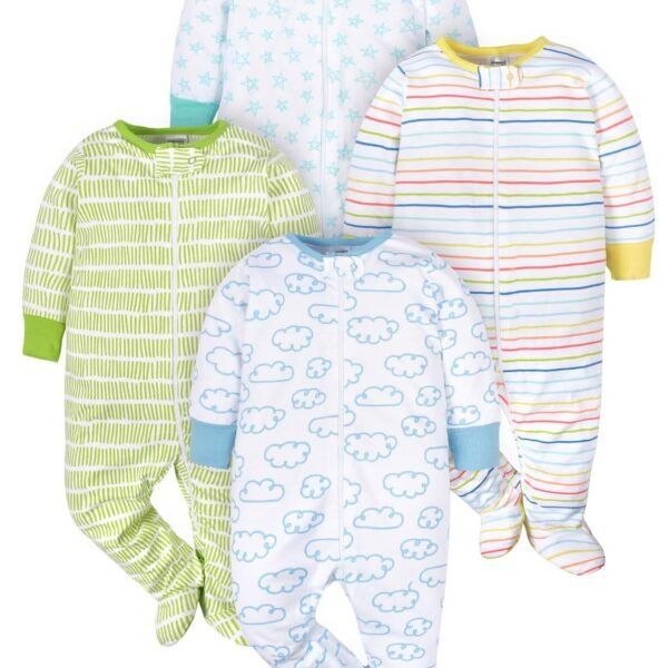 ONESIES Brand Baby Boys 4-Pack 'N Play Footies and Toddler Sleepers