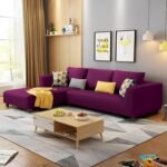 Casaliving Minta LHS 4 Seater L Shape Sofa Set for Living Room (Purple Fabric) Premium Fabric Sofa-Purple Colour