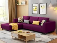 Casaliving Minta LHS 4 Seater L Shape Sofa Set for Living Room (Purple Fabric) Premium Fabric Sofa-Purple Colour