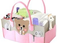 MOM CARE Baby Diaper Storage Organizer Nappies Bag For Mother Stylish Storage Bag For All Newborn Baby Products Nursery Basket -Pink, Non woven