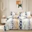 THE HOME STYLE Cotton Feel Glace Cotton Elastic Fitted Printed Double Bed King Size Bedsheet with 2 Pillow Cover Fits Upto 8 Inches Mattress (72"x72", Abstract Mist)