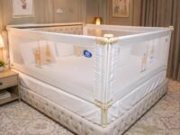 Kids Station 3 Side Premium Bed Rail Guard (6.3ftx6ftx6.3ft / 190cmx180cmx190cm), Bed Railing for Baby Safety, Kids Toddler Bed Protector Side Walls, Adjustable Height, Portable & Foldable (White)
