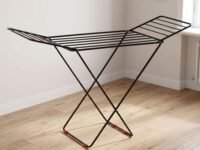 LiMETRO STEEL Foldable Clothes Drying Stand for Balcony & Indoor Use | Heavy Duty Mild Steel Laundry Rack | Space Saving Folding Cloth Dryer Stand | Black