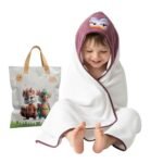 Ultra-Soft Baby Hooded Towel – Coral Velvet Wrap Your Little One in Softness and Joy, Hypoallergenic & Super Absorbent Bath Wrap for Newborns & Toddlers |Cute Animal Design(0–5 Years)(White&Purple)
