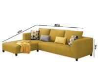 Casaliving Minta LHS 4 Seater L Shape Sofa Set for Living Room (Yellow -Fabric) Premium Fabric Sofa Set