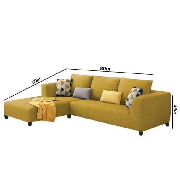 Casaliving Minta LHS 4 Seater L Shape Sofa Set for Living Room (Yellow -Fabric) Premium Fabric Sofa Set