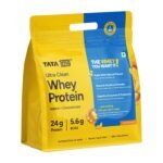 Tata 1mg Ultra Clean Whey Protein Isolate + Concentrate - Mango 1kg (2.2 lbs) | 24g Protein, 5.6g BCAA & 30B CFU Probiotics | Lab-Tested, No Added Sugar, No Adulterant, Easy to Digest | 28 Sachets