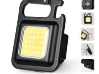2000 Lumens LED COB Key Chain Flashlight - Water Resistant USB Rechargeable Magnetic Work Light With 3 Modes and Folding Bracket for Walking, Camping, Car Repairing