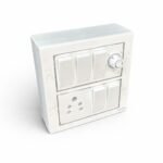 A1 LED 8-Way Square Modular Switch Board with 5 x 10A Switches, 1 x 6A Universal Socket & 1 Fan Regulator | Wall Mount Electrical Panel | White Finish for Home & Office Use