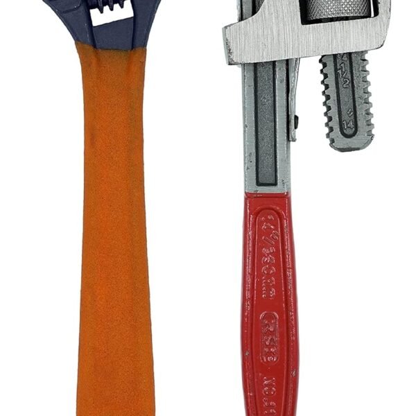 ACHRO Open End Combo Kit of 14 Inch Pipe Wrench and 12 Inch Adjustable Wrench (Large)