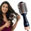 AGARO Hot Air Brush for Hair, Blow Dryer Brush, Volumizer & Styler, 360° Air flow Vent, Oval Barrel for Hair Volume, Charcoal Bristles, Ceramic Coating Brushing Head, 1200W, Gold & Black HV2179
