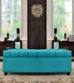 AMATA Eagle 2 Seater Ottoman/pouffe Sky Blue Suede Velvet Fabric Perfect for Home Living Office Room and Guests (Sky Blue 3, 2 Seater)(3 Year Warranty)