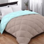 AYKA Reversible Comforter 220 GSM Microfiber Reversible AC Comforter/Blanket for Winter/Quilt/Duvets for King Size Single Bed Comforter (60 * 90, Taupe & Aqua)| TC - 220