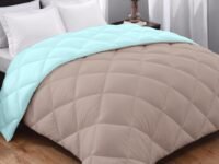 AYKA Reversible Comforter 220 GSM Microfiber Reversible AC Comforter/Blanket for Winter/Quilt/Duvets for King Size Single Bed Comforter (60 * 90, Taupe & Aqua)| TC - 220