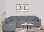 Adorn India Rio Decent L Shape 6 Seater Corner Sofa Set Left Side Handle (Grey) (3 Year Warranty)