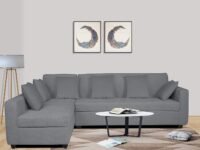 Adorn India Rio Decent L Shape 6 Seater Corner Sofa Set Left Side Handle (Grey) (3 Year Warranty)