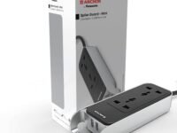 Anchor by Panasonic 6A Extension Board with Handle, 2 Sockets + USB 2.4A, 1.5m Cable (Black and Silver, 240 volts) (22074)