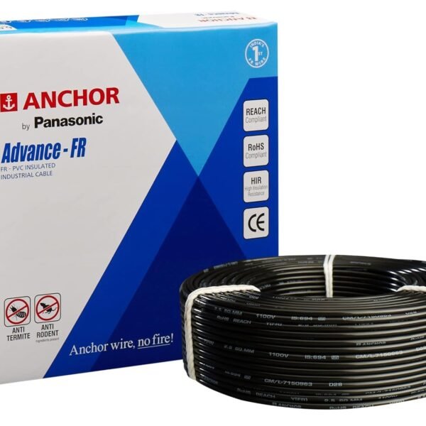 Anchor by Panasonic Advance FR 90m 4 sq.mm Electric Wire, PVC Insulated Class 2 Conductor (100% Copper), Anti-Rodent & Flame Retardant Wire for Domestic & Industrial Use (27426BK)