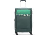 Aristocrat Medium Commander 69Cms Premium Polyester with PVC Coating Soft Sided Check-in 4 Spinner Wheels Green Suitcase