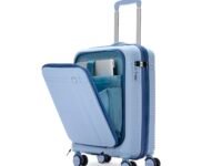 Aristocrat Solana Cabin Trolley Bag 53cm | Small | Hard Luggage | 8-Wheel Suitcase with Laptop Compartment for Business Travel | TSA Lock with Anti-Theft Zipper | 3 Years International Warranty (Blue)
