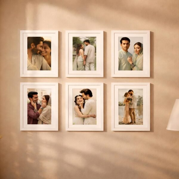 Art Street Decorative White Premium Set of 6 Wall Photo Frames (6X8 Inches Picture Size matted to 4x6 Inches).