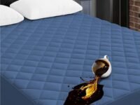 Ayka 100% Waterproof Cotton Quilted Mattress Protector Single Size Breathable Hypoallergenic Noiseless Ultra Soft Fitted Bed Protector 78x36 inch Mattress/Bed Cover (Med Blue, Single (78 * 36”))