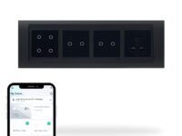 Aziot 8 Module Switch Board Plate | Smart 4 Touch, Two 2 Touch SW & 1 Socket | WiFi & BLE | Google, Alexa & Siri Control (Black)