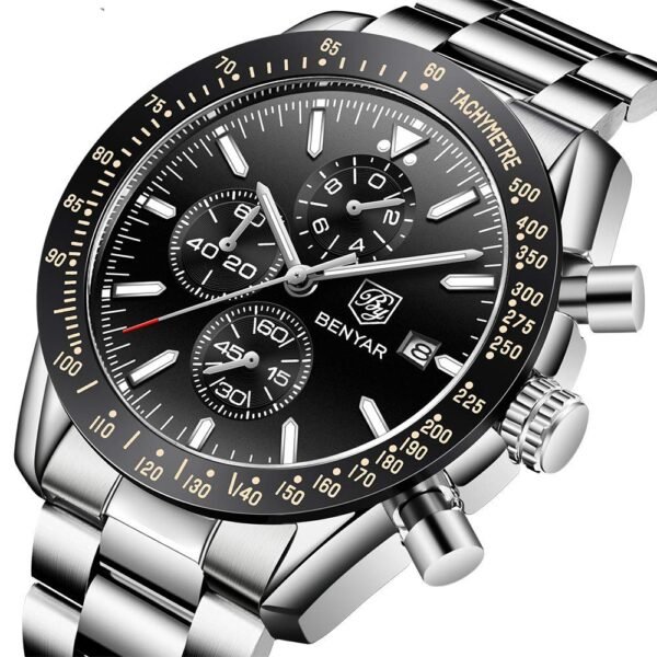 BENYAR Men's Luxury Chronograph Watch – Business, Casual | Quartz Movement with Date Display | Stylish Wristwatch | Gift for Men