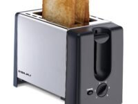 Bajaj ATX 3 750-Watt Pop-up Toaster | Electric Toaster | 2-Slice Automatic Pop up Toaster| Dust Cover & Slide Out Crumb Tray | 6-Level Browning Controls | 2 Year Warranty by Bajaj 【Black/Silver】