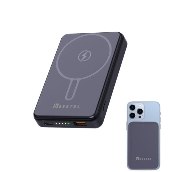 Beetel MagVibe Series WB10 Magsafe 10000mAh Magnetic 15W Wireless Power Bank for Apple iPhone, Samsung, OnePlus, All Smartphones | Qi Enabled Devices | 3M Ring in Box | Premium Finish | Black