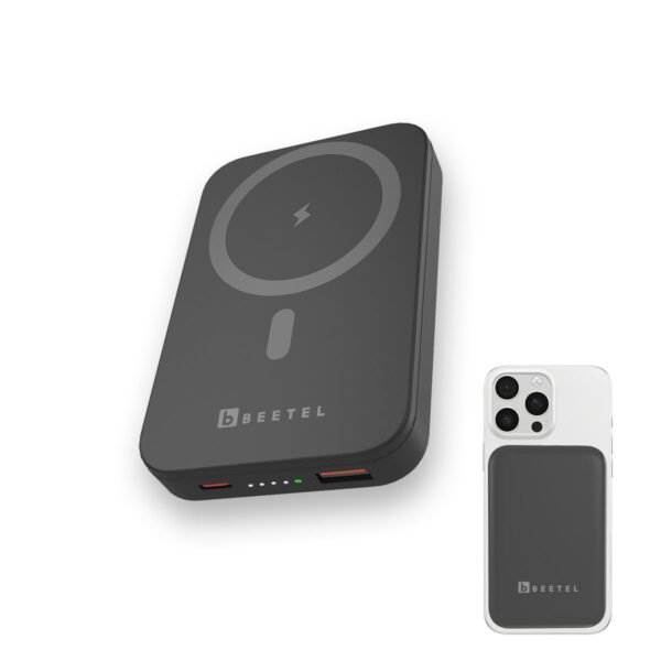 Beetel MagVibe Series WR10Magsafe 10000mAh Magnetic 15W Wireless Power Bank | Apple iPhone, Samsung, OnePlus, All Smartphones|Qi Enabled Devices|3M Ring In Box|Anti-Slip Rubberised Finish | Black