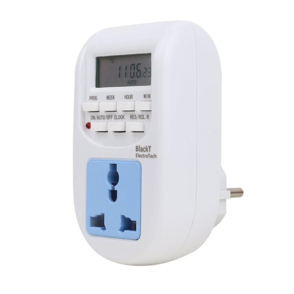 Blackt Electrotech BT41P 250V 10A Digital Programmable Timer Socket Plug 24x7 Electronic Outlet for Automated Lights, Energy Saving & Home Appliances