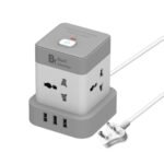 Blackt Electrotech BTPSC Power Cube with 4 Outlets, 3 USB-A Ports – Compact Extension Cord (Overload Protection)