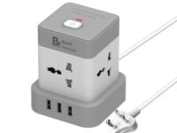 Blackt Electrotech BTPSC Power Cube with 4 Outlets, 3 USB-A Ports – Compact Extension Cord (Overload Protection)