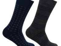 Bonjour Men's Cushioned Woollen Crew Length Socks - Pack Of 2 (Multicolor)