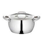 Borosil Stainless Steel Handi Casserole With Lid, Induction friendly, Impact Bonded Tri-ply Bottom, 2.1L