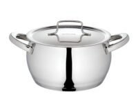 Borosil Stainless Steel Handi Casserole With Lid, Induction friendly, Impact Bonded Tri-ply Bottom, 2.1L