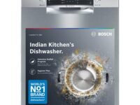 Bosch 15 Place Setting (fits up to 80 utensils) Free-Standing Dishwasher for Indian Utensils | Hygiene+ & Intensive Kadhai Program (SMS46KI03I, Silver Inox, Inbuilt Heater, Removes 99.9% Germs)