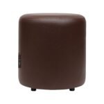 Britto 30462A Ottoman for Living Room Bedroom Upholstered Foam Cushioned Sitting Frame in Wood Faux Leather Brown Round pouffe Stool-15 Inch Diameter-1 Unit
