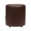 Britto 30462A Ottoman for Living Room Bedroom Upholstered Foam Cushioned Sitting Frame in Wood Faux Leather Brown Round pouffe Stool-15 Inch Diameter-1 Unit
