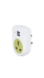 CARIBOU CBU-07 Multiplug Travel Adapter for India with Dual USB Port| 6A Universal Socket | Travel Adapter with USB | Indian 3 Pin | 2.1A Output | Heavy Duty|Distinct Blue LED
