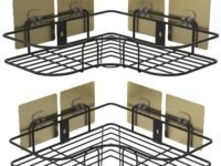 CUCURA® Metal Corner Shelf for Bathroom and Kitchen | Multi-Purpose Self-Adhesive Bathroom Shelf | Bathroom Corner Shelves | Washroom Storage Organiser and Bathroom Shelf for Wall (Pack of 2)
