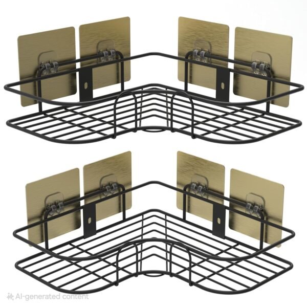 CUCURA® Metal Corner Shelf for Bathroom and Kitchen | Multi-Purpose Self-Adhesive Bathroom Shelf | Bathroom Corner Shelves | Washroom Storage Organiser and Bathroom Shelf for Wall (Pack of 2)