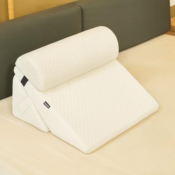 CareFoam Memory Foam Wedge Pillow for Bed with Adjustable Headrest | 2 Years Warranty | 20 x 20 x 12 Inch | Orthopedic Back Support Cushion for Acid Reflux GERD Snoring Reading Sleeping Leg Elevation